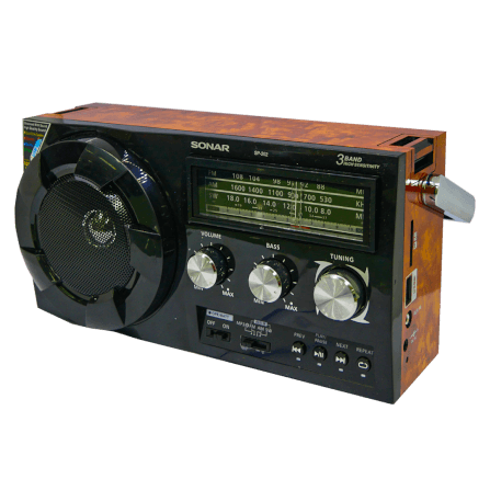 วิทยุทรานซิสเตอร์บลูทูธ FM/AM  SONAR รุ่น SP-202 สีน้ำตาลลายไม้_0